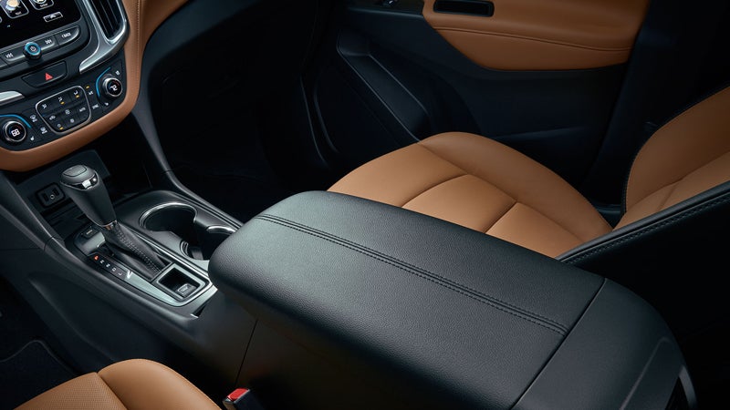 2019 Chevrolet Equinox interior with controls, gear shifter, seats, and armrest