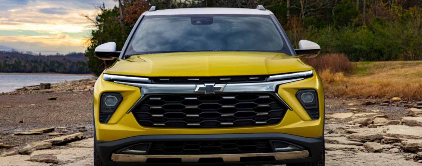 Yellow 2024 Chevy Trailblazer ACTIV parked off-road head on