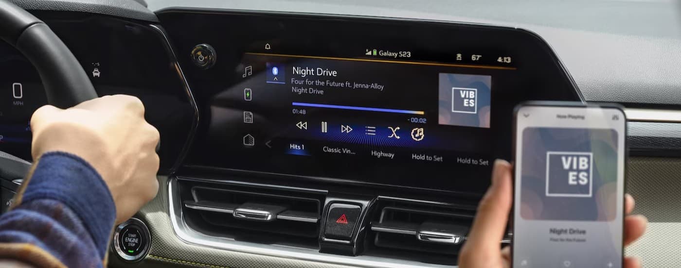 Infotainment screen in a 2026 Chevy Trailblazer.